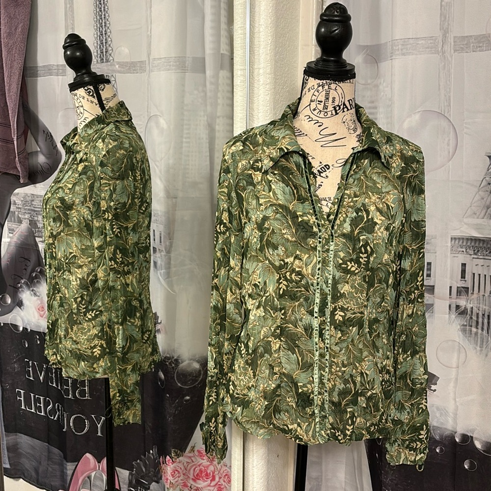 Marks & Spencer Green Button Down Blouse